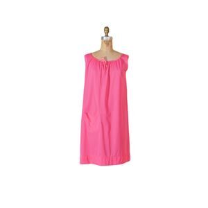 Vintage 60s Hot Pink Mini Nightgown Nightie, Go-Go Lingerie, Retro Pinup, S Med
